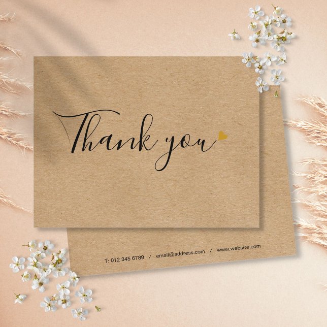 Carte Postale Remerciement simple d'entreprise de script Kraft r (Rustic Kraft Simple Script Business Thank You Postcard)
