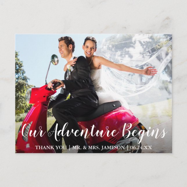Carte Postale Remerciements d'aventure de mariage de la mariée e (Devant)