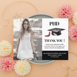 Carte Postale Remerciements de fête de remise de diplômes PHD av