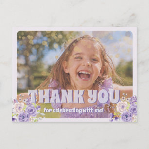 Carte Postale Remerciements de l'enfant Fleurs violettes
