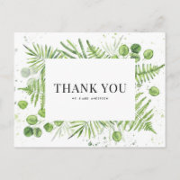 Remerciements de mariage avec fougères et verdure