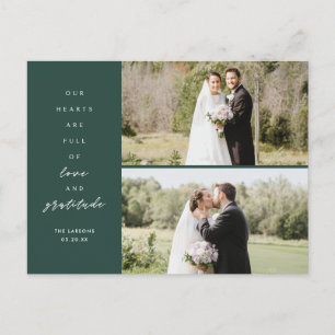 Carte Postale Remerciements de mariage deux photos Hearts are Fu
