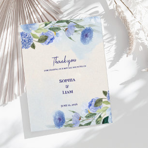 Carte Postale Remerciements de mariage floraux à l'aquarelle ble