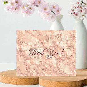 Carte Postale Remerciements de mariage, Marbre Rose Gold, Messag
