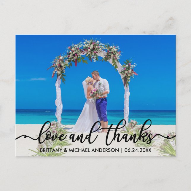 Carte Postale Remerciements de Mariage | Photo Amour et Merci (Devant)