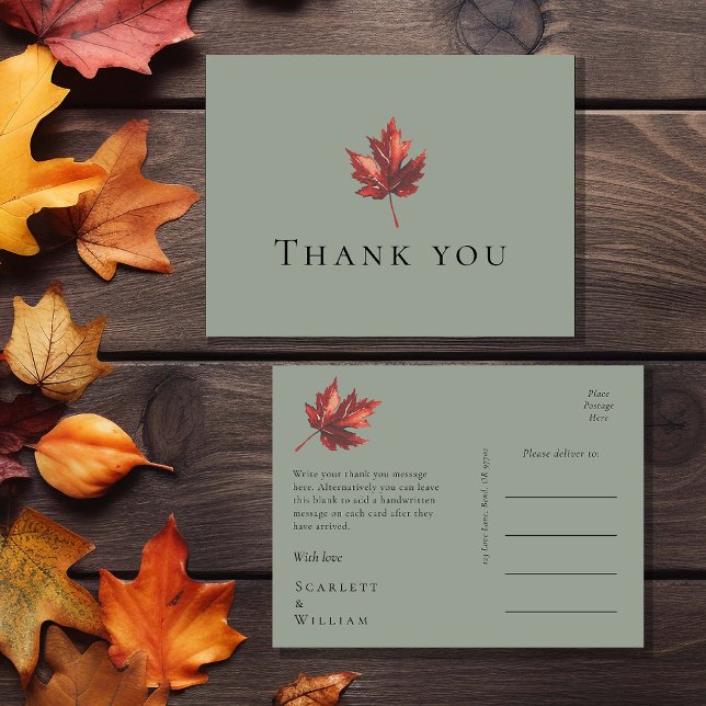 Carte Postale Remerciements de mariage simple et minimaliste ver (Créateur téléchargé)