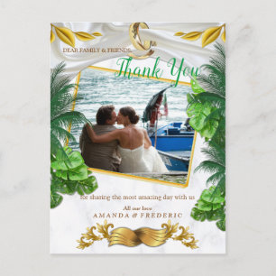Carte Postale Remerciements de mariage tropical romantique