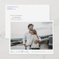 Remerciements de photo de mariage bleu élégant sim