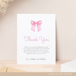 Carte Postale Remerciements Élégants pour Baby Shower Rose Clair