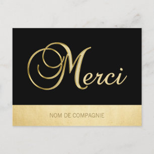 Carte Postale Remerciements MERCI Affaires Ou Noir avec LOGO