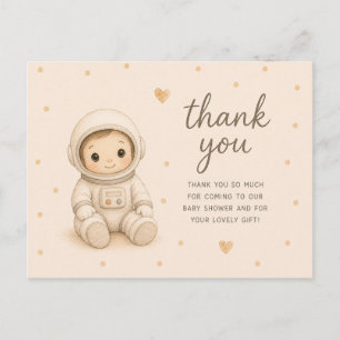 Carte Postale Remerciements pour Baby Shower Bébé Astronaute