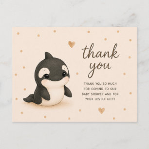 Carte Postale Remerciements pour Baby Shower Bébé Orque Tueur de