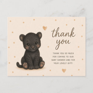 Carte Postale Remerciements pour Baby Shower Bébé Panthère Noire