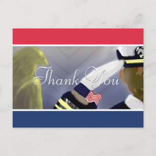 Carte Postale Remerciements   Red White Blue Striped US Veteran 