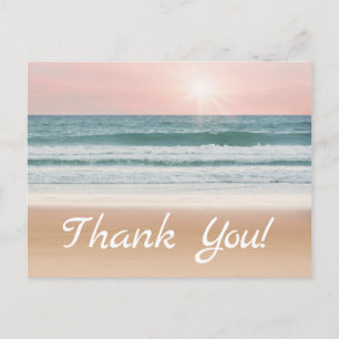 Carte Postale Remerciements. Sable, ciel et mer.