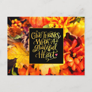 Carte Postale Remerciez avec un coeur gracieux Thanksgiving