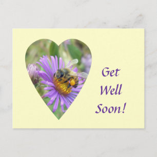 Carte Postale Remets-toi vite Honeybee sur les asters d'automne