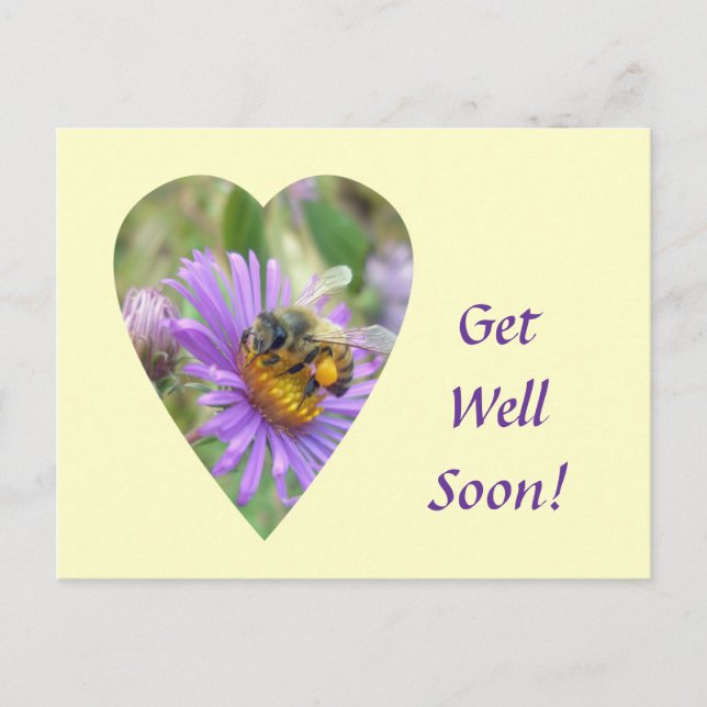 Carte Postale Remets-toi vite Honeybee sur les asters d'automne  (Devant)