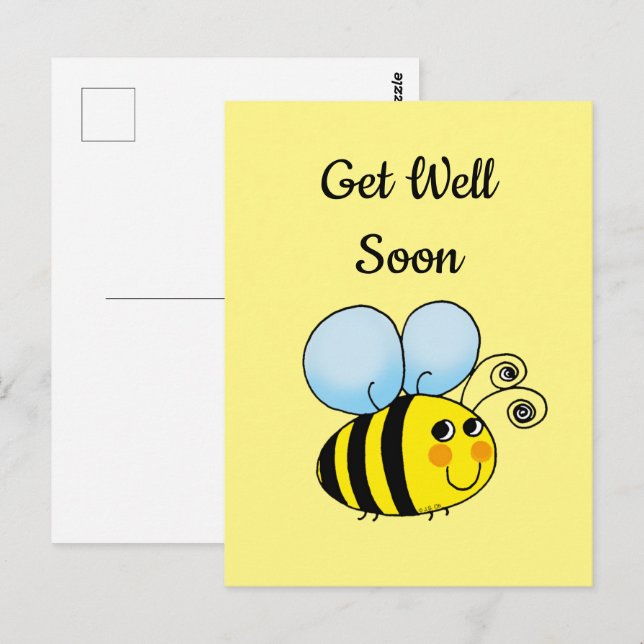 Carte Postale Remets-toi vite (jolie abeille) (Devant / Derrière)