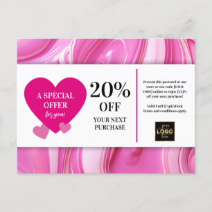 Carte Postale Remise Coupon de la Saint Valentin Pink Swirls