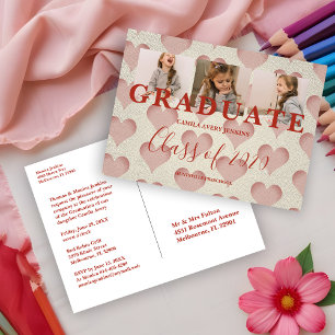 Carte Postale Remise des diplômes de maternelle Hearts 3 Photos 