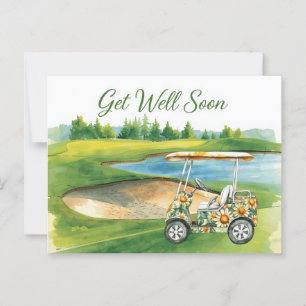 Carte Postale Remise en forme Golf avec un chariot de golf sur l