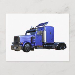 Carte Postale Remorque semi-tracteur en métal bleu