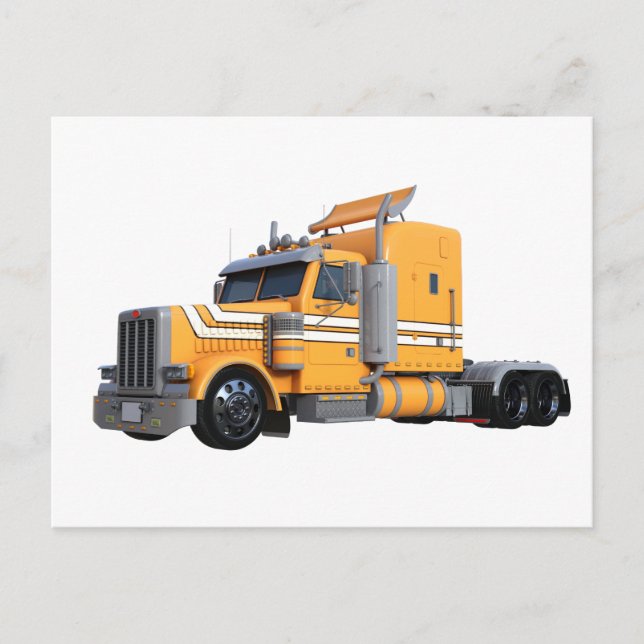 Carte Postale Remorque semi-tracteur orange (Devant)