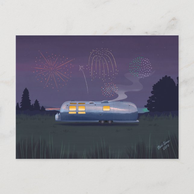 Carte Postale Remorque Voyage Silver RV & Night Sky (Devant)