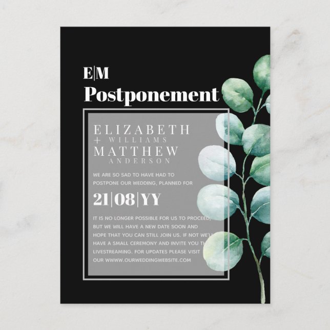 Carte Postale Remplacement Éucalyptus Verdure Changement de plan (Devant)