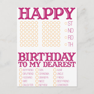 Carte Postale Remplissez le blanc Joyeux anniversaire!