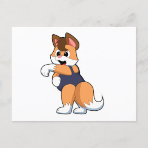 Carte Postale Renard à la natation avec maillot de bain