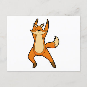 Carte Postale Renard à l'étirement de yoga