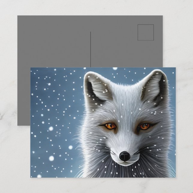 Carte Postale Renard arctique sauvage (Devant / Derrière)