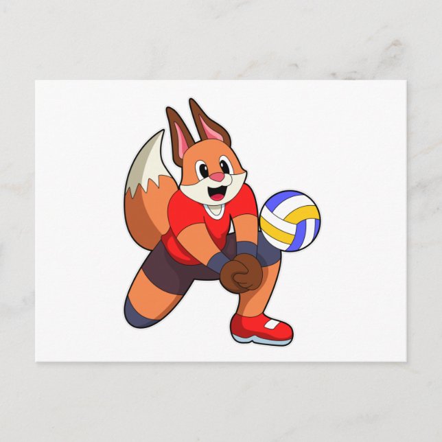 Carte Postale Renard au sport de volley-ball (Devant)
