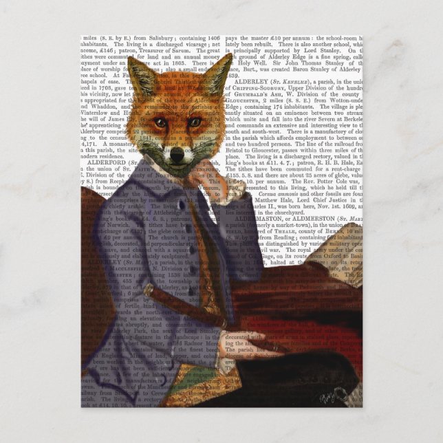 Carte Postale Renard avec Flûte 2 (Devant)
