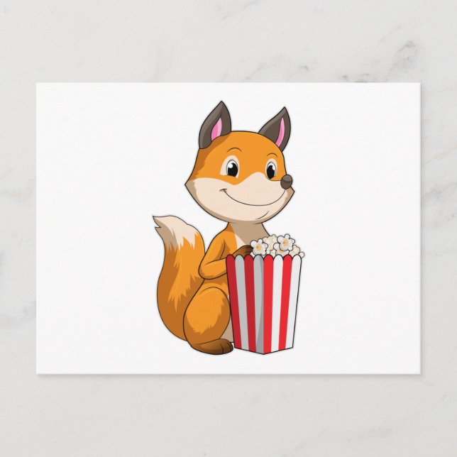 Carte Postale Renard avec Popcorn (Devant)