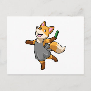 Carte Postale Renard coiffeur avec ciseaux