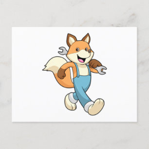 Carte Postale Renard comme mécanique avec clé