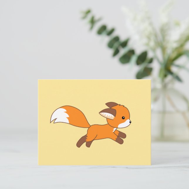 Carte Postale Renard courant mignon (Debout devant)