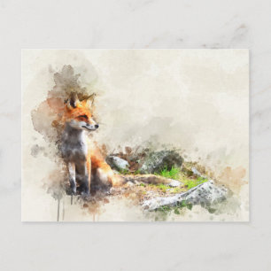Carte Postale Renard dans la peinture sauvage