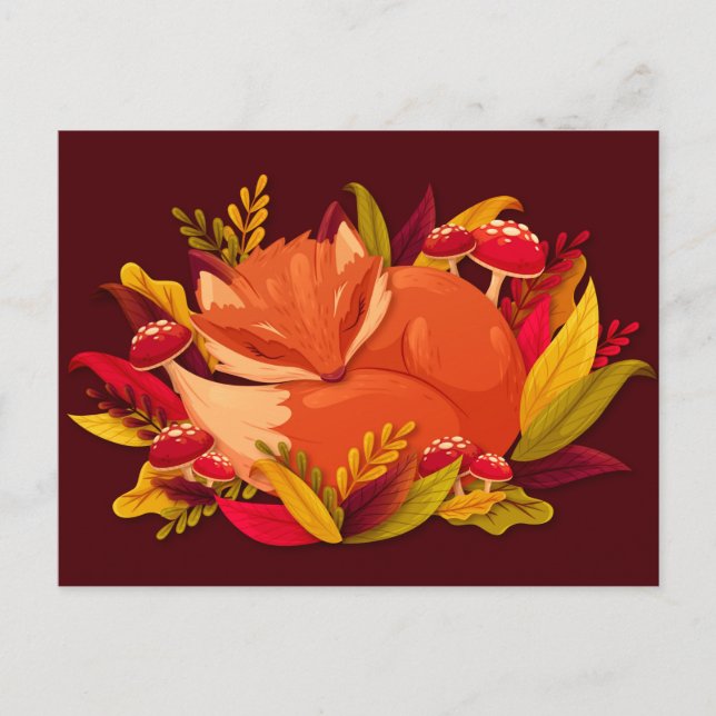 Carte Postale Renard d'automne (Devant)