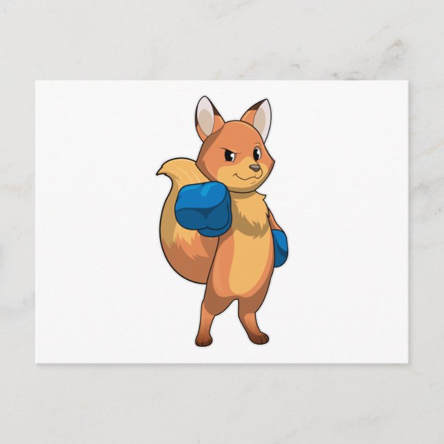 Carte Postale Renard en boîte avec gants de boxe (Devant)
