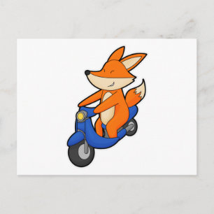 Carte Postale Renard en motard avec scooter