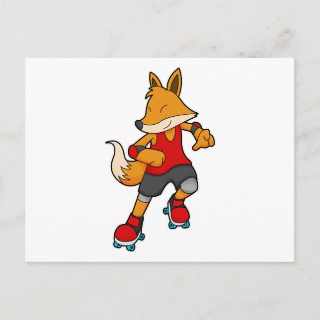 Carte Postale Renard en patinage avec roulettes (Devant)