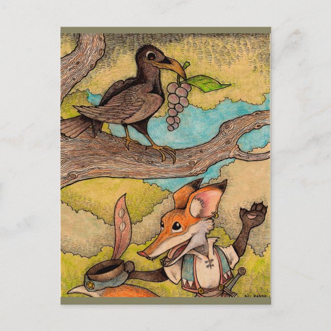 Carte Postale Renard et Corbeau (Devant)