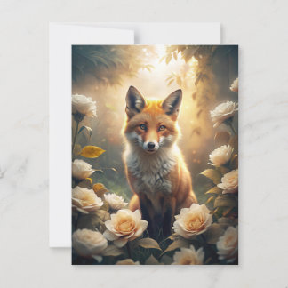Carte Postale Renard mignon avec fleurs