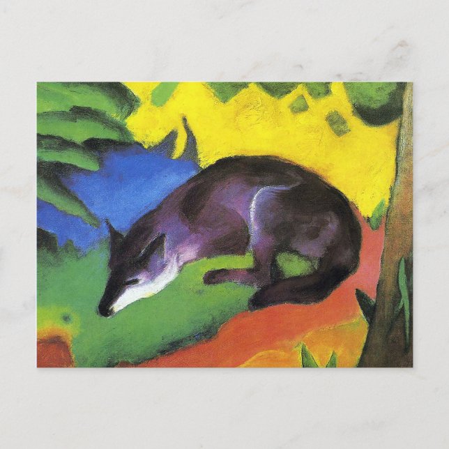 Carte Postale Renard noir bleu par Franz Marc (Devant)