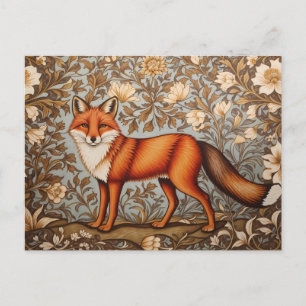 Carte Postale Renard qui marche inspiré de William Morris 