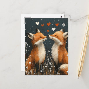 Carte Postale Renard Rouge Adorable Amoureux